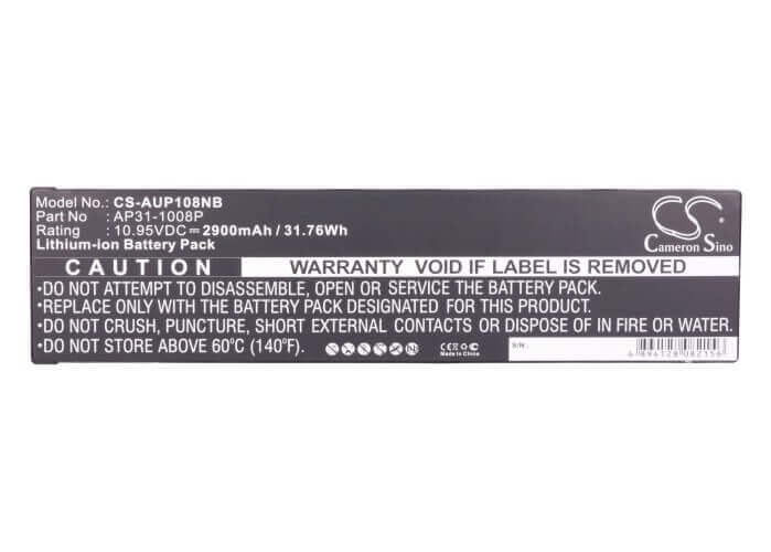 Black Battery For Asus Eee Pc 1008, Eee Pc 1008p, Eee Pc 1008kr 10.95v, 2900mah - 31.76wh Notebook, Laptop Cameron Sino Technology Limited