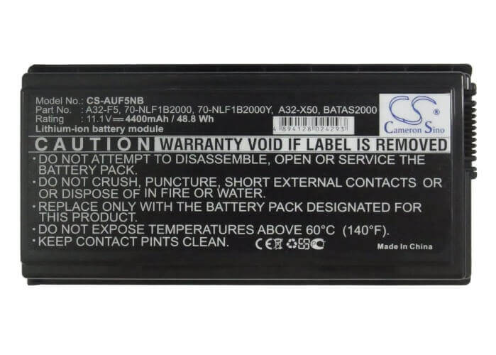 Black Battery For Asus F5, X50sl, X50r 11.1v, 4400mah - 48.84wh Notebook, Laptop Cameron Sino Technology Limited