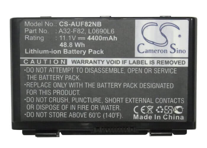 Black Battery For Asus F52, F82, Ff83s 11.1v, 4400mah - 48.84wh Notebook, Laptop Cameron Sino Technology Limited