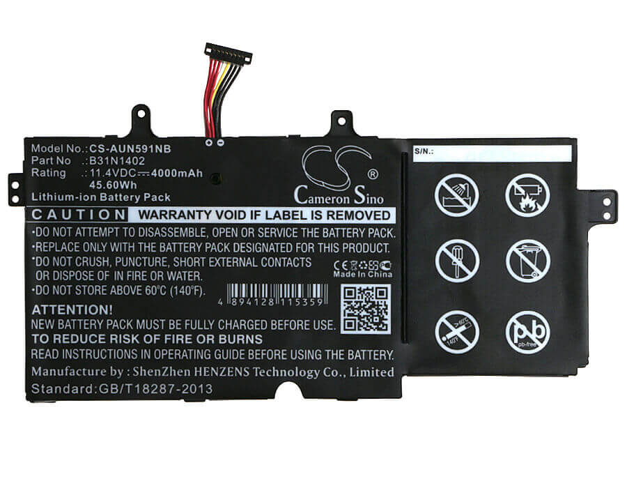 Black Battery For Asus N591lb, Q551ln, Q551 11.4v, 4000mah - 45.60wh Notebook, Laptop Cameron Sino Technology Limited