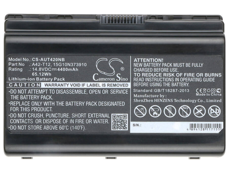 Black Battery For Asus T12er 14.8v, 4400mah - 65.12wh Notebook, Laptop Cameron Sino Technology Limited