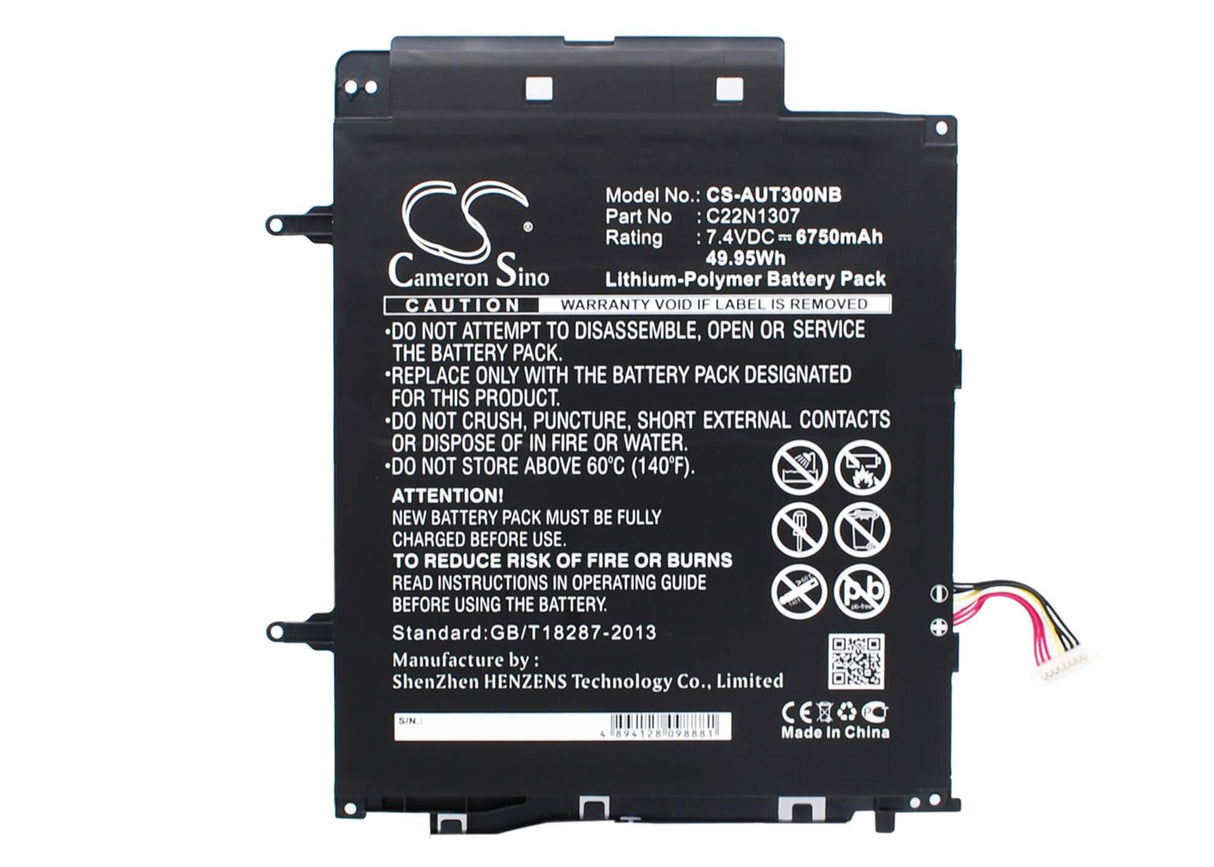 Black Battery For Asus Transformer Book T300, Transformer Book T300l, Transformer Book T300la 7.4v, 6750mah - 49.95wh Notebook, Laptop Cameron Sino Technology Limited