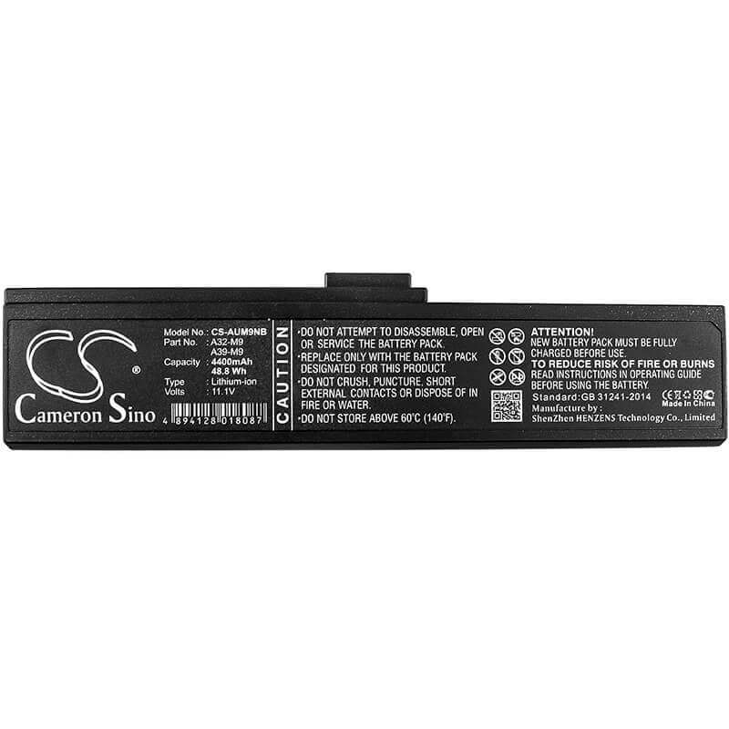 Black Battery For Asus W7j, M9j, W7sg 11.1v, 4400mah - 48.84wh Notebook, Laptop Cameron Sino Technology Limited