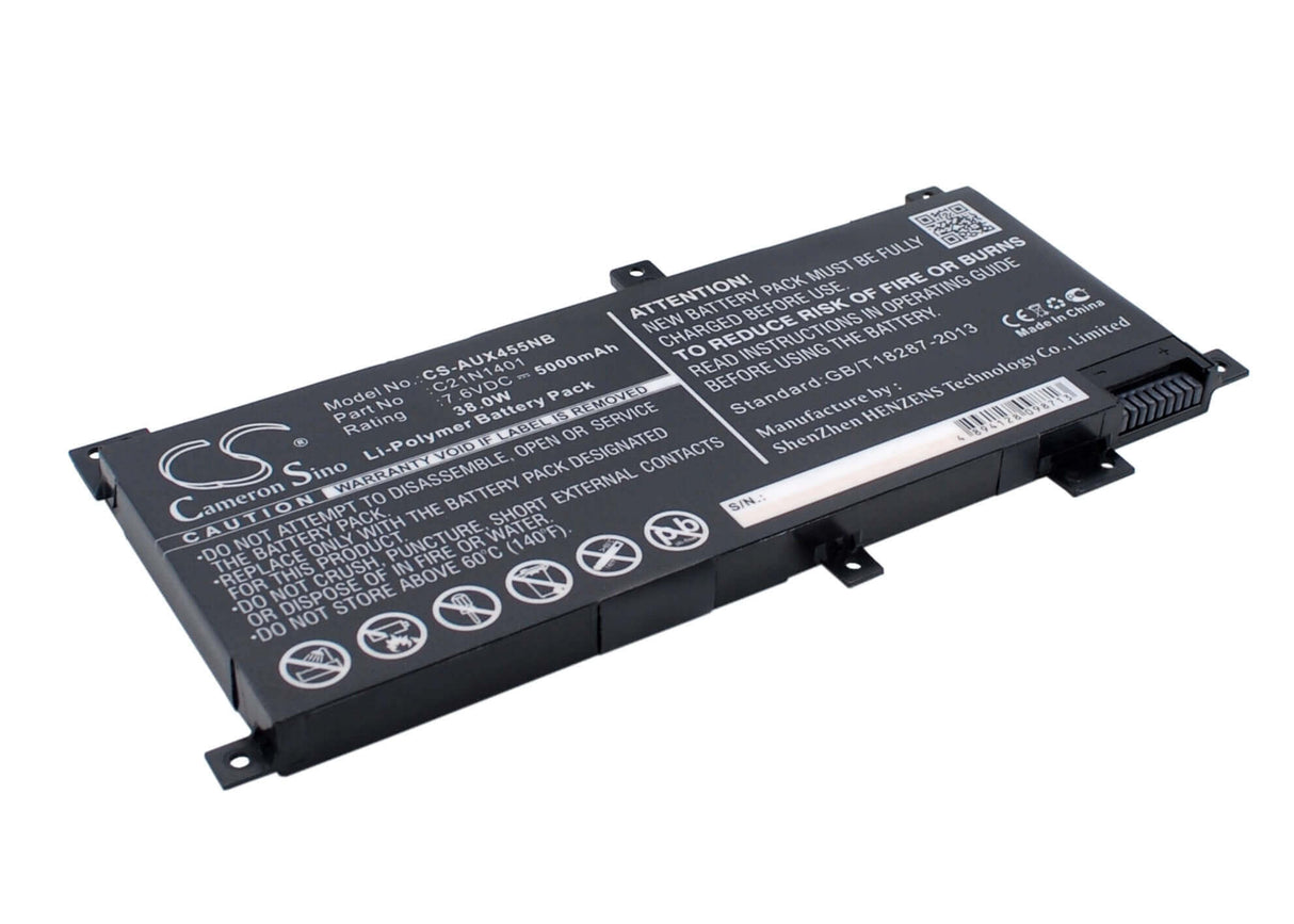 Black Battery For Asus X455la, X455la-wx078h, X455la-wx063d 7.6v, 5000mah - 38.00wh Notebook, Laptop Cameron Sino Technology Limited