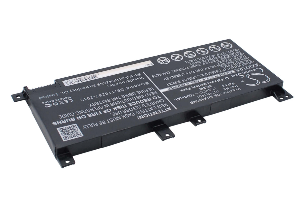 Black Battery For Asus X455la, X455la-wx078h, X455la-wx063d 7.6v, 5000mah - 38.00wh Notebook, Laptop Cameron Sino Technology Limited