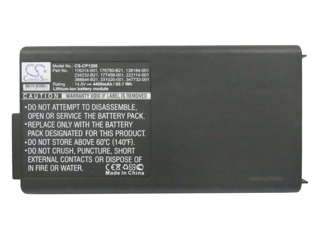 Black Battery For Compaq Presario 1200, Presario 1200-xl102, Presario 1200-xl104 14.8v, 4400mah - 65.12wh Batteries for Electronics Cameron Sino Technology Limited (Suspended)