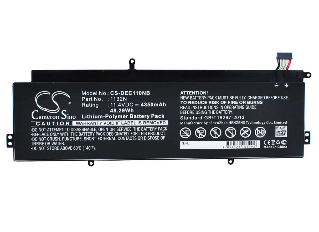Black Battery For Dell Chromebook 11 11.4v, 4350mah - 49.59wh Notebook, Laptop Cameron Sino Technology Limited