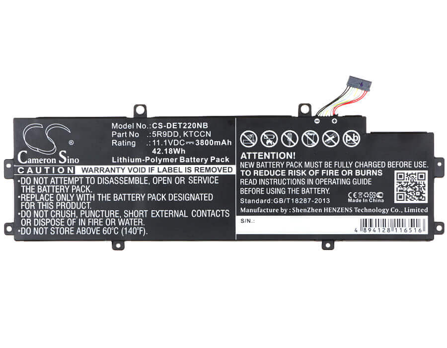 Black Battery For Dell Chromebook 11 3120, Chromebook 11 (3120) 2015, P22t 11.1v, 3800mah - 42.18wh Notebook, Laptop Cameron Sino Technology Limited