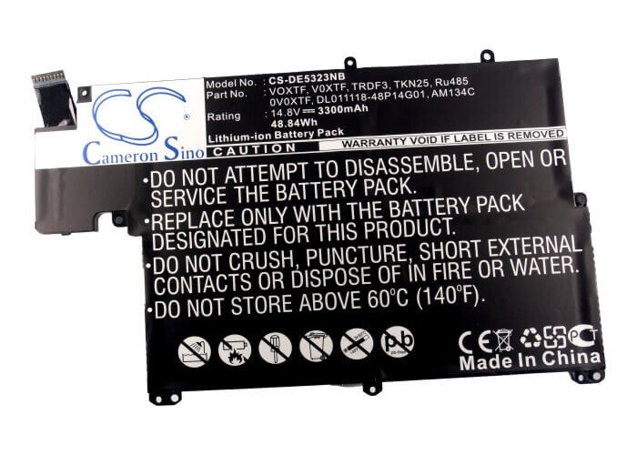 Black Battery For Dell Inspiron 5323, Inspiron 13z-5323, Vostro V3360 14.8v, 3300mah - 48.84wh Notebook, Laptop Cameron Sino Technology Limited