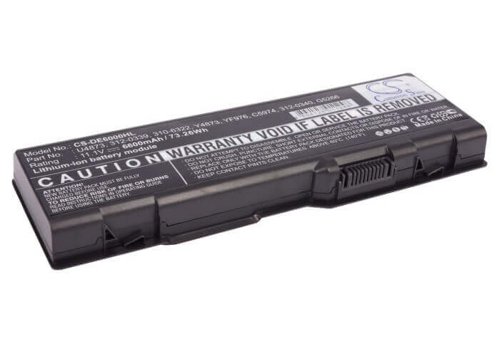 Black Battery For Dell Inspiron 6000, Inspiron 9200, Inspiron 9300 11.1v, 6600mah - 73.26wh Notebook, Laptop Cameron Sino Technology Limited