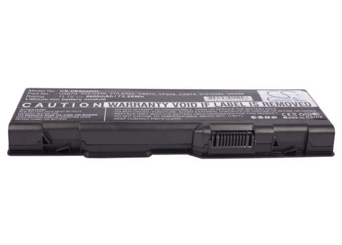 Black Battery For Dell Inspiron 6000, Inspiron 9200, Inspiron 9300 11.1v, 6600mah - 73.26wh Notebook, Laptop Cameron Sino Technology Limited