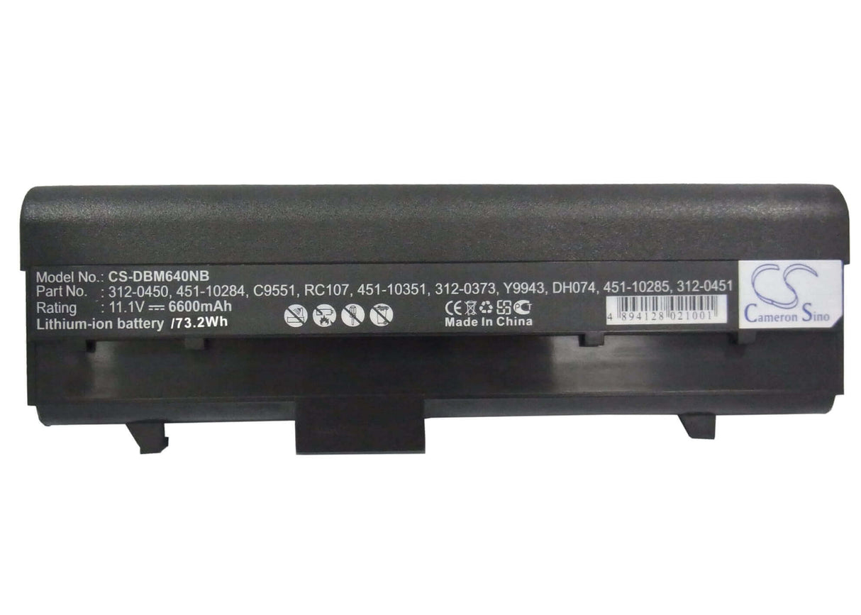 Black Battery For Dell Inspiron 630m, Inspiron 640m, Inspiron E1405 11.1v, 6600mah - 73.26wh Notebook, Laptop Cameron Sino Technology Limited