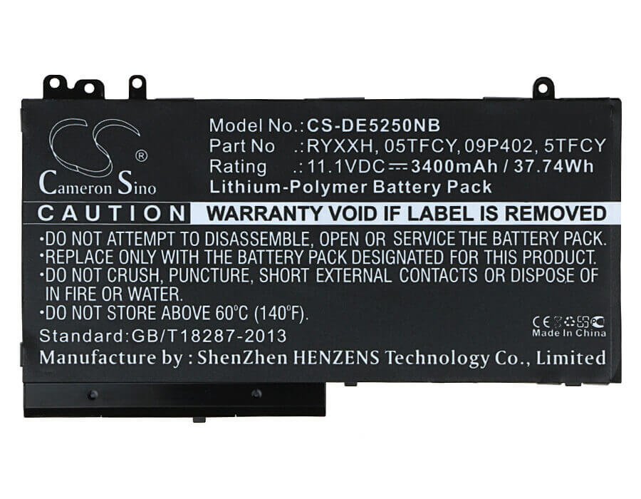 Black Battery For Dell Latitude 12 5000, Latitude 12 E5250 11.1v, 3400mah - 37.74wh Notebook, Laptop Cameron Sino Technology Limited