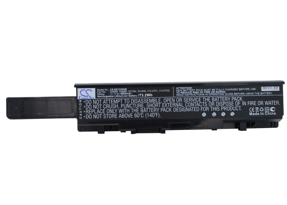Black Battery For Dell Studio 1535, Studio 1536, Studio 1537 11.1v, 6600mah - 73.26wh Notebook, Laptop Cameron Sino Technology Limited