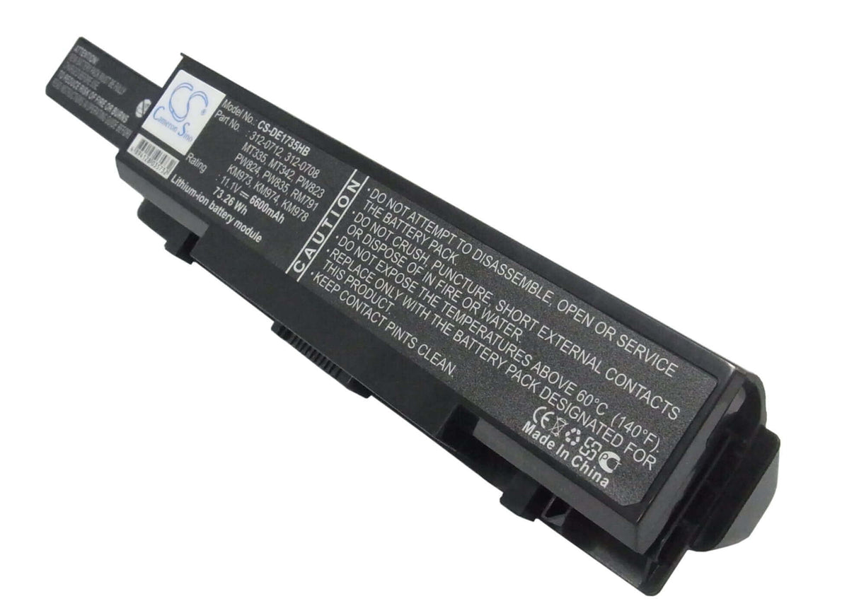 Black Battery For Dell Studio 1735, Studio 1736, Studio 1737 11.1v, 6600mah - 73.26wh Notebook, Laptop Cameron Sino Technology Limited