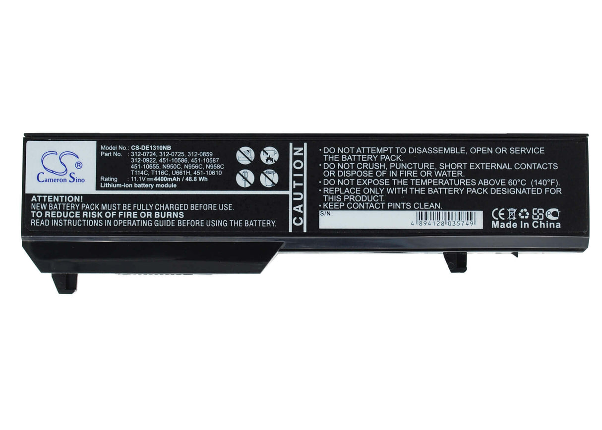 Black Battery For Dell Vostro 1310, Vostro 1510, Vostro 2510 11.1v, 4400mah - 48.84wh Notebook, Laptop Cameron Sino Technology Limited