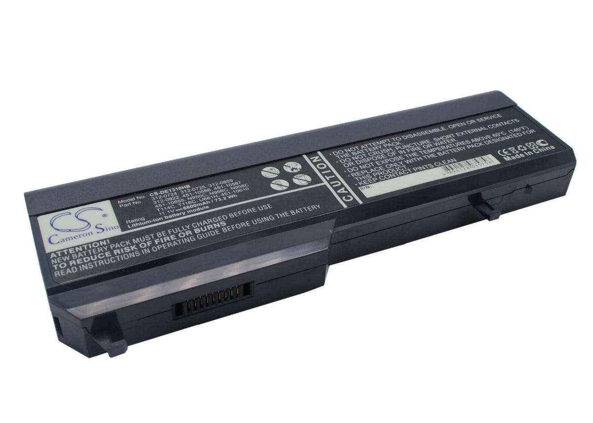 Black Battery For Dell Vostro 1310, Vostro 1510, Vostro 2510 11.1v, 6600mah - 73.26wh Notebook, Laptop Cameron Sino Technology Limited