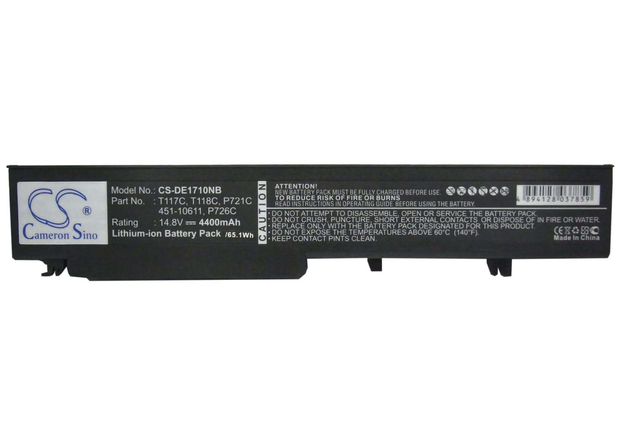 Black Battery For Dell Vostro 1710, Vostro 1720 14.8v, 4400mah - 65.12wh Notebook, Laptop Cameron Sino Technology Limited