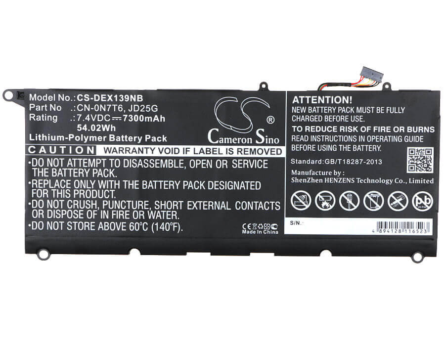 Notebook Battery For Dell Xps 13 9343, Xps 13-9343, Xps9343-1818slv 7.4v, 7300mah - 54.02wh Notebook, Laptop Cameron Sino Technology Limited