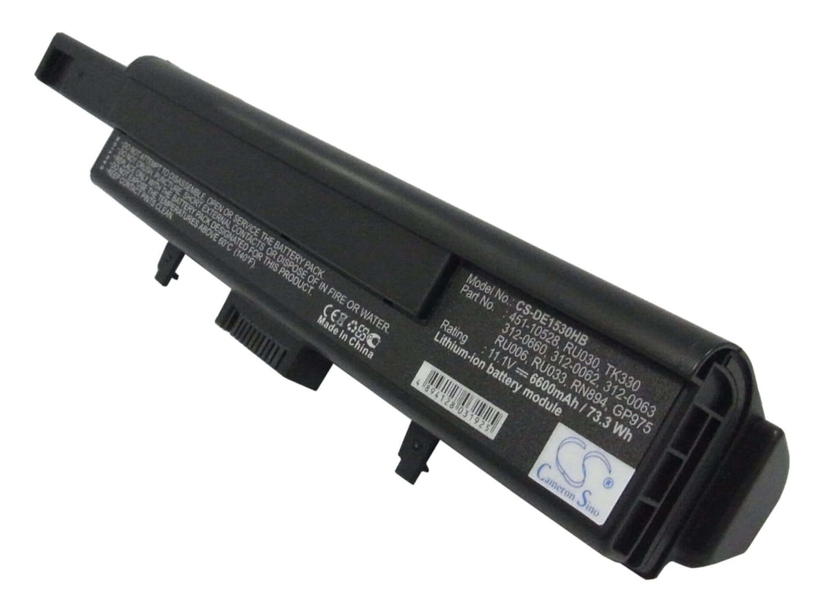 Black Battery For Dell Xps M1530, Xps M1500, Xps M1530n 11.1v, 6600mah - 73.26wh Notebook, Laptop Cameron Sino Technology Limited