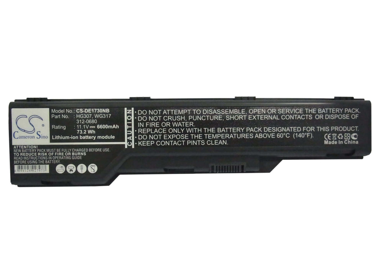 Black Battery For Dell Xps M1730 11.1v, 6600mah - 73.26wh Notebook, Laptop Cameron Sino Technology Limited