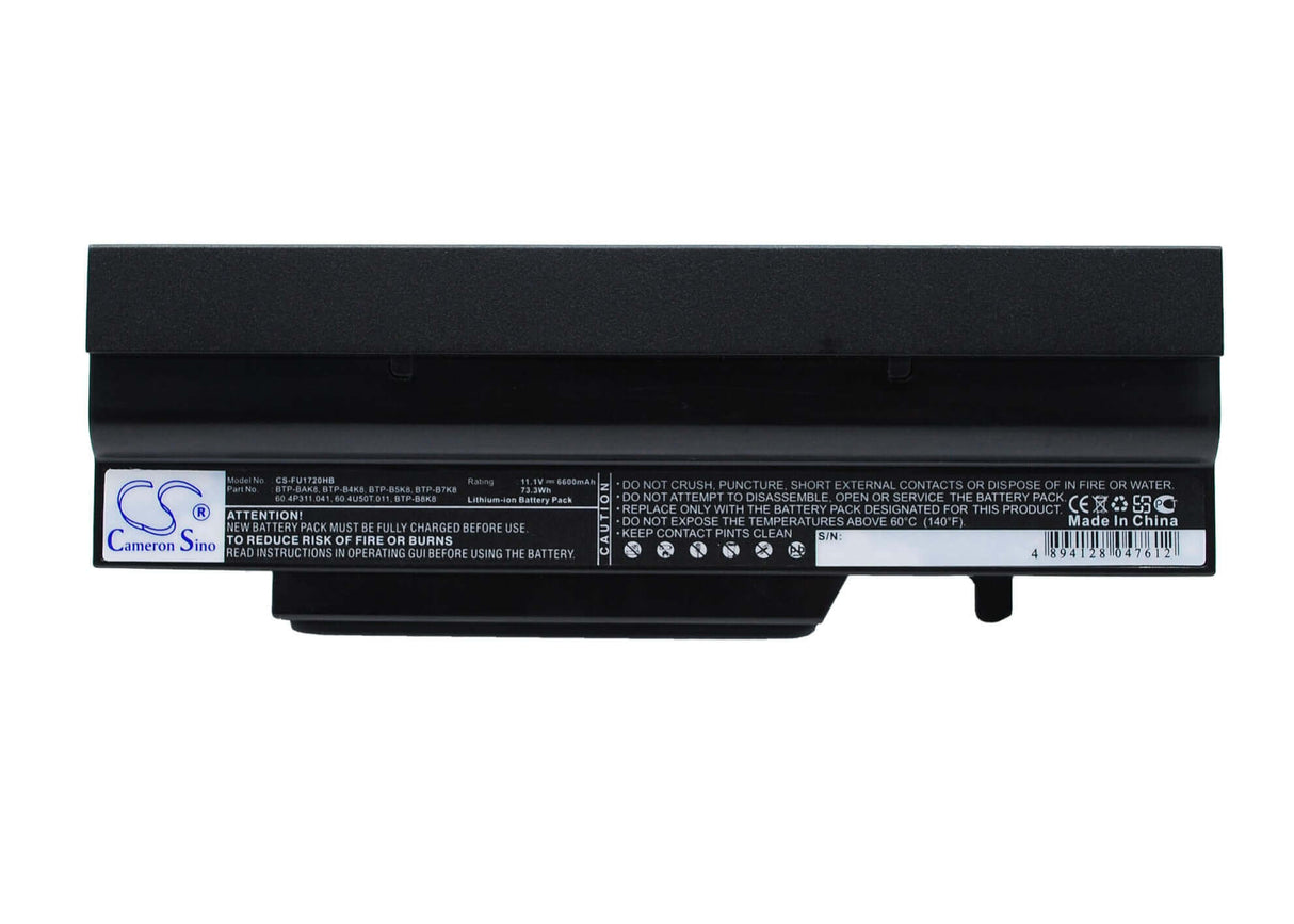 Black Battery For Fujit'su Amilo Li1718, Amilo Li1720, Amilo Li2727 11.1v, 6600mah - 73.26wh Notebook, Laptop Cameron Sino Technology Limited