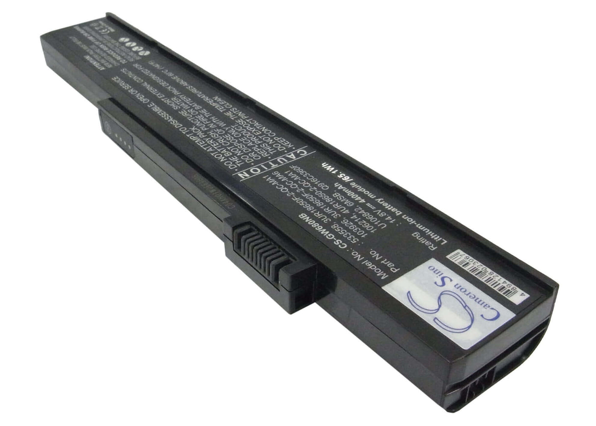 Black Battery For Gateway M360, M460, M680 14.8v, 4400mah - 65.12wh Notebook, Laptop Cameron Sino Technology Limited