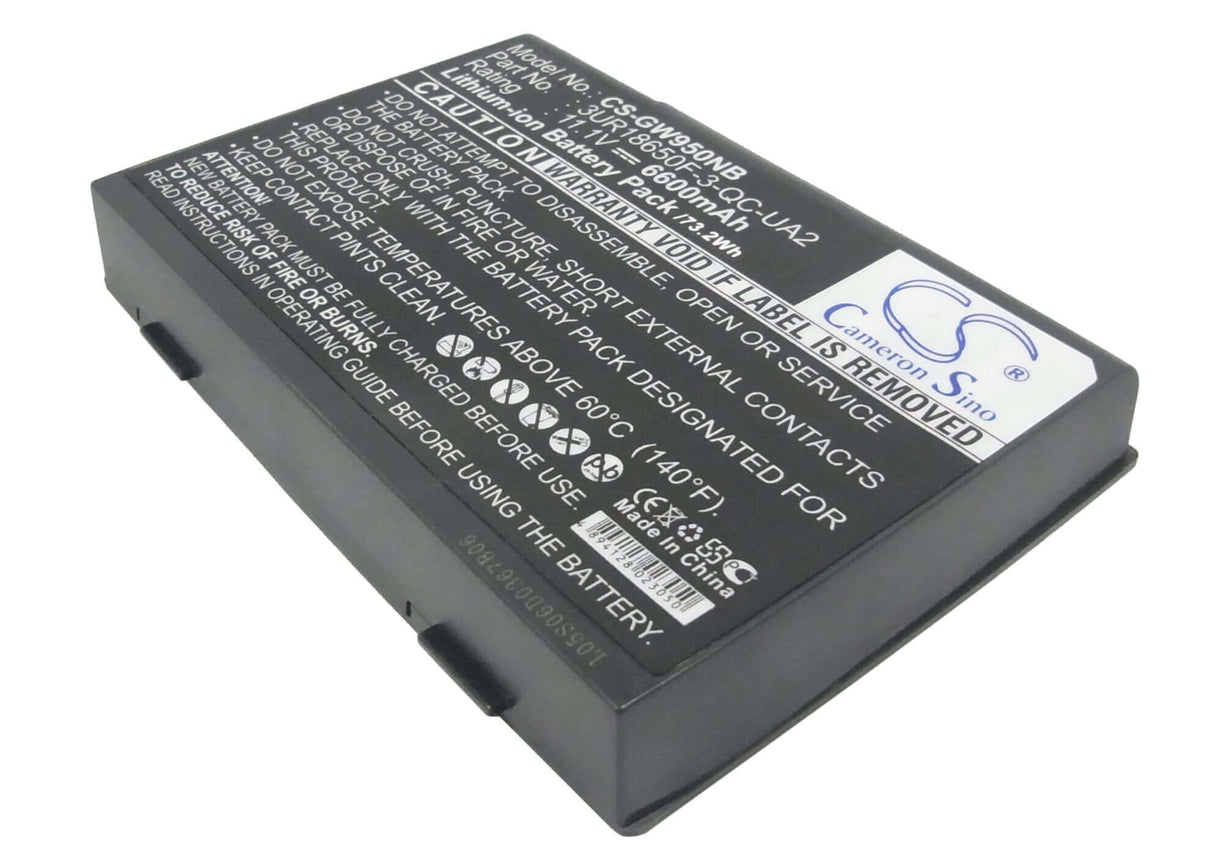 Black Battery For Gateway Solo 9500, Solo 9500cx, Solo 9550cl 11.1v, 6600mah - 73.26wh Batteries for Electronics Cameron Sino Technology Limited (Suspended)