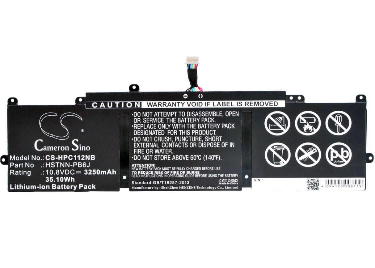 Batterie noire pour HP Chromebook 11-2101tu, Chromebook 11-2110nr, Chromebook 11 G3 10.8v, 3250mAh - 35.10Wh Notebook, ordinateur portable Cameron Sino Technology Limited
