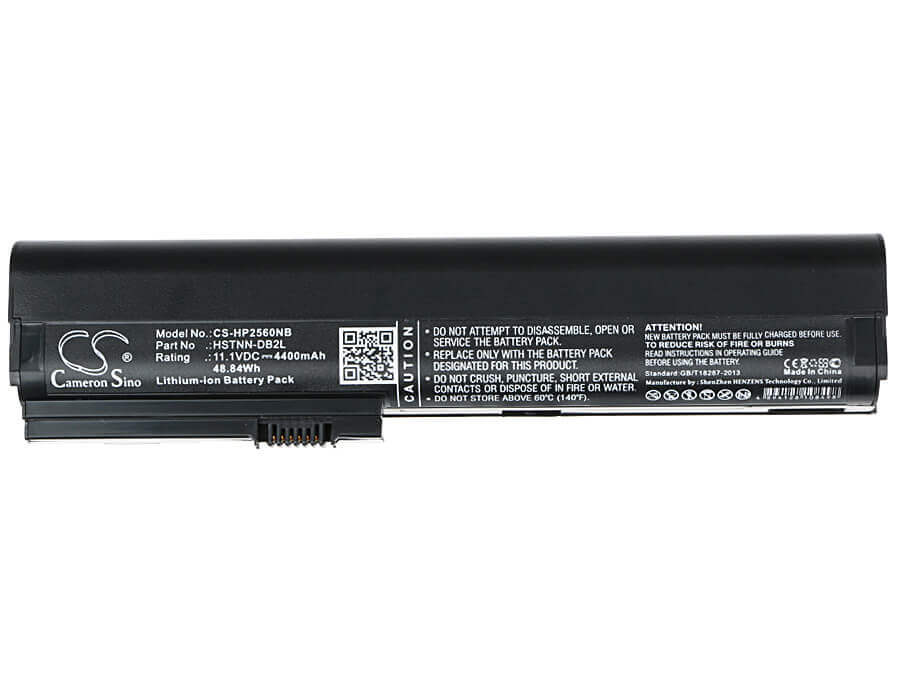Black Battery For Hp Elitebook 2560p, Elitebook 2570p 11.1v, 4400mah - 48.84wh Notebook, Laptop Cameron Sino Technology Limited