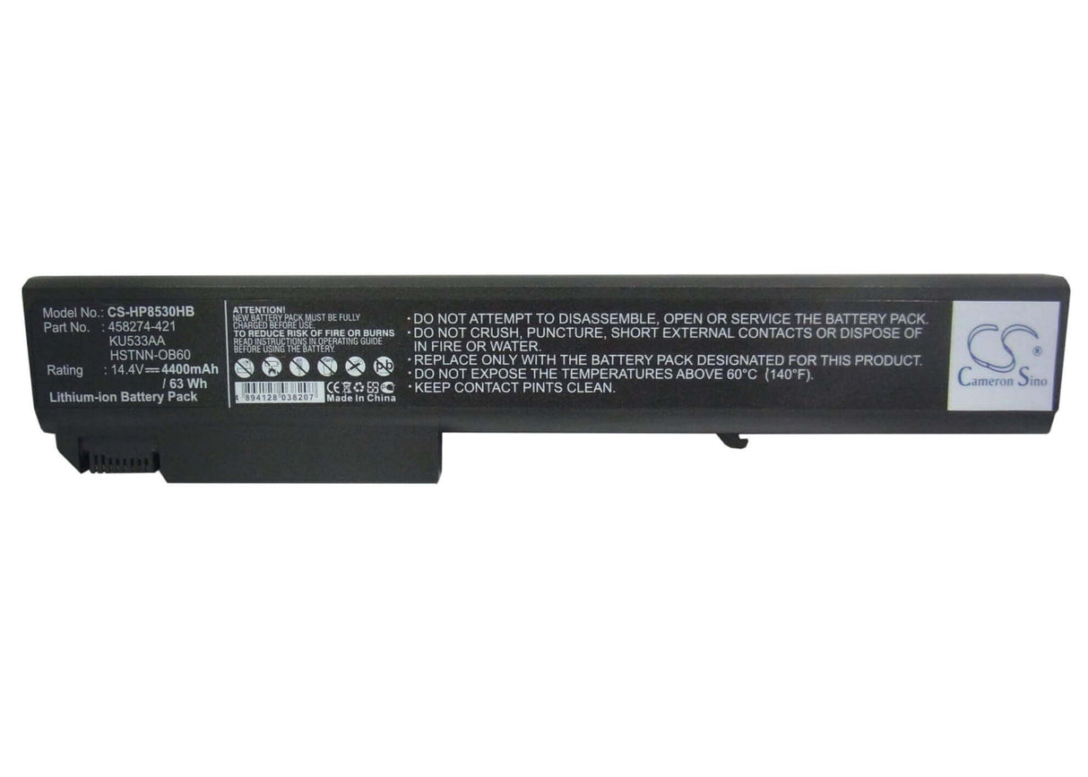 Black Battery For Hp Elitebook 8530p, Elitebook 8530w, Elitebook 8540p 14.4v, 4400mah - 63.36wh Notebook, Laptop Cameron Sino Technology Limited