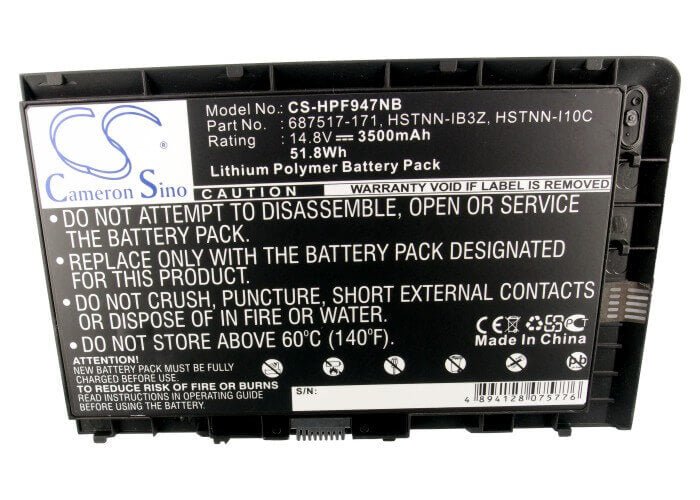 Black Battery For Hp Elitebook Folio 9470m, Bt04xl, Elitebook Folio 9480m 14.8v, 3500mah - 51.80wh Notebook, Laptop Cameron Sino Technology Limited