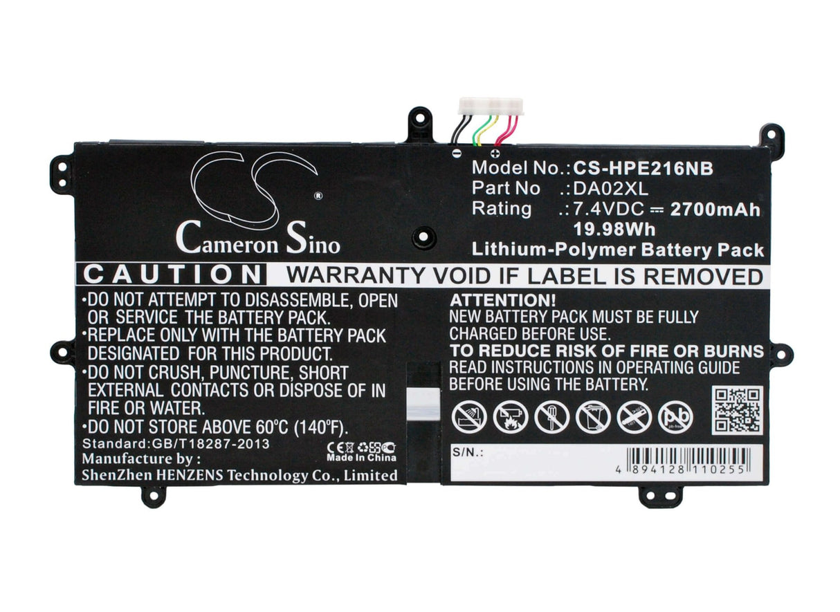 Black Battery For Hp Envy X2 11.6, Envy X2 11-g010nr, Envy X2 11-g000eg 7.4v, 2700mah - 19.98wh Batteries for Electronics Cameron Sino Technology Limited (Suspended)