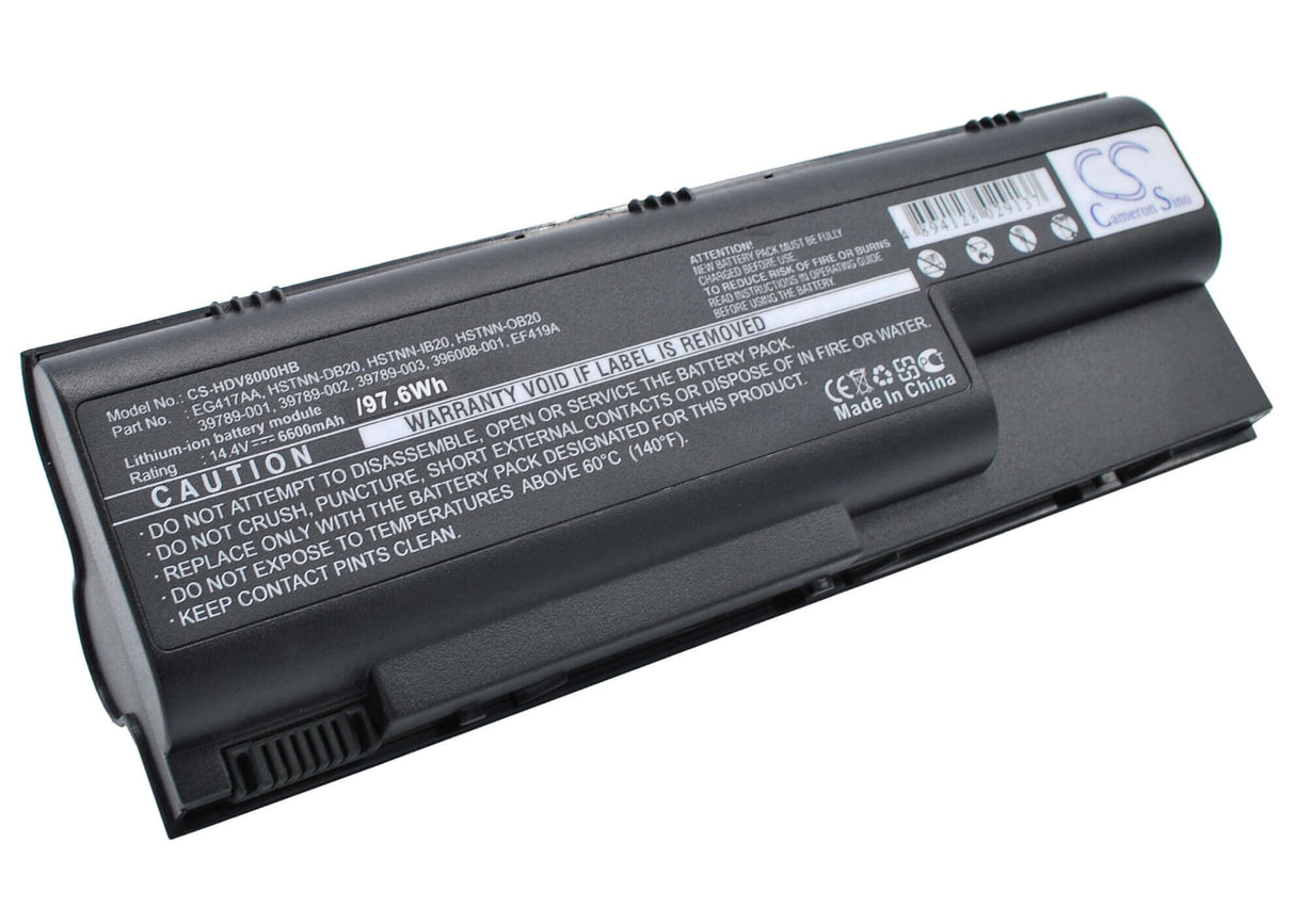 Black Battery For Hp Pavilion Dv8030ea, Pavilion Dv8310tx, Pavilion Dv8336ea 14.4v, 6600mah - 95.04wh Notebook, Laptop Cameron Sino Technology Limited