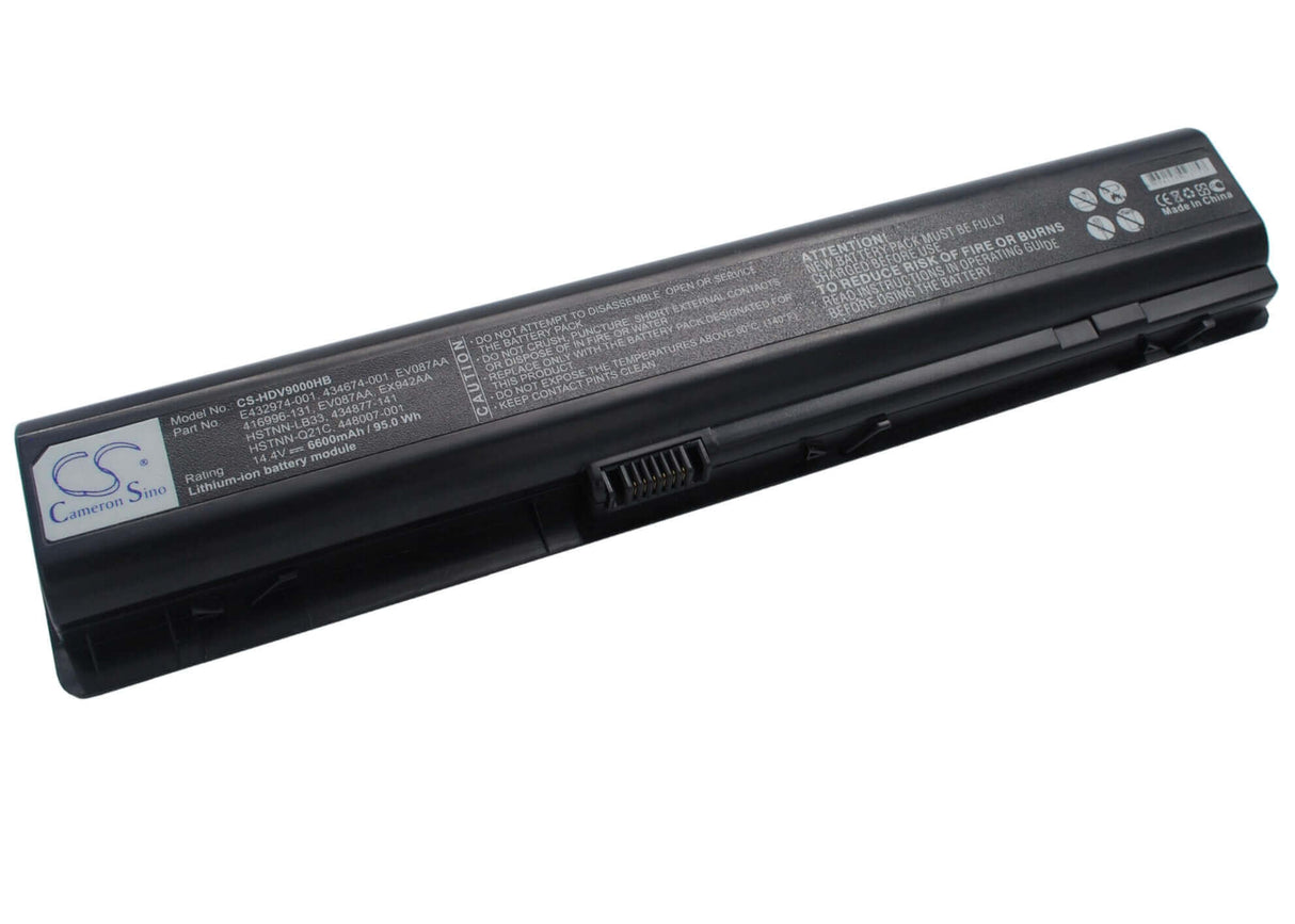 Black Battery For Hp Pavilion Dv9047ea, Pavilion Dv9095ea, Pavilion Dv9219ea 14.4v, 6600mah - 95.04wh Notebook, Laptop Cameron Sino Technology Limited