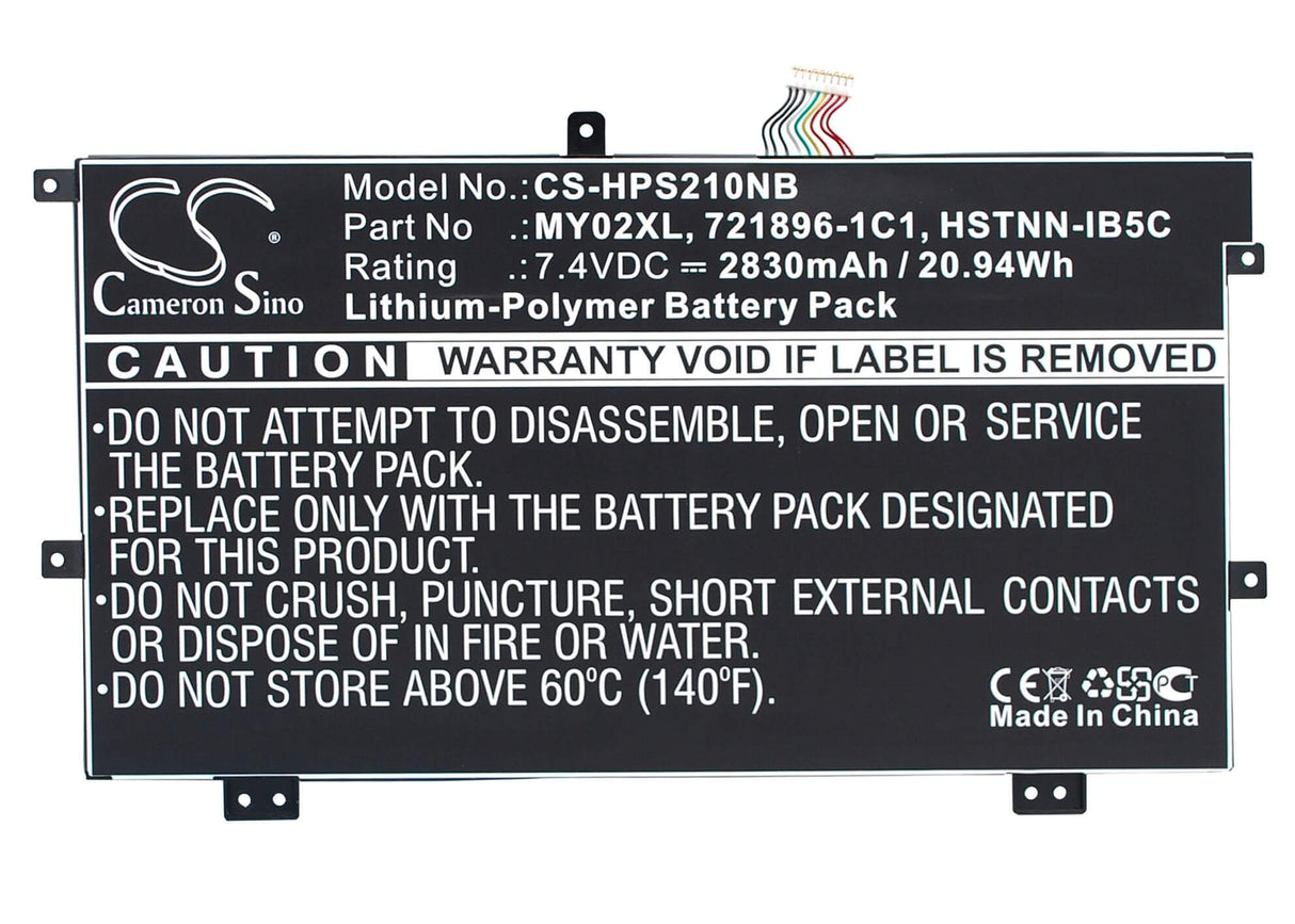 Black Battery For Hp Slatebook X2, Slatebook X2 10-h010nr, Tpn-q127 7.4v, 2830mah - 20.94wh Notebook, Laptop Cameron Sino Technology Limited