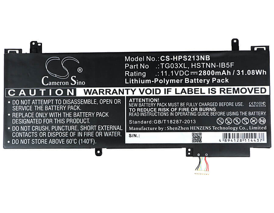 Black Battery For Hp Split X2 13-f, Split X2 13-f010dx 11.1v, 2800mah - 31.08wh Notebook, Laptop Cameron Sino Technology Limited