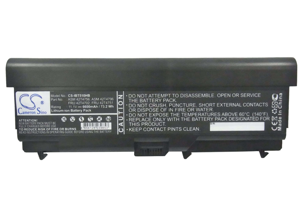 Black Battery For Ibm Thinkpad E40, Thinkpad E50, Thinkpad Edge 0578-47b 11.1v, 6600mah - 73.26wh Notebook, Laptop Cameron Sino Technology Limited