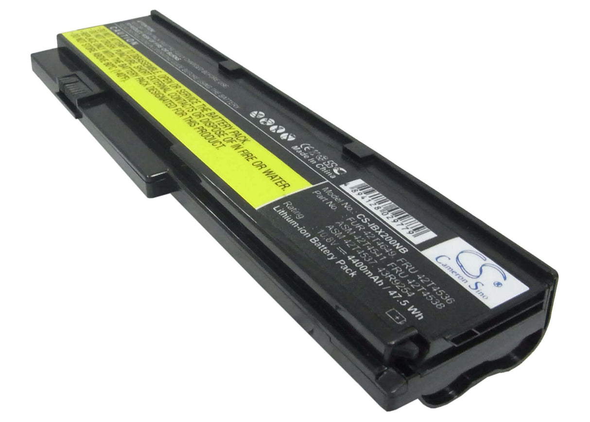 Black Battery For Ibm Thinkpad X200, Thinkpad X200s, Thinkpad X200s 7465 10.8v, 4400mah - 47.52wh Notebook, Laptop Cameron Sino Technology Limited