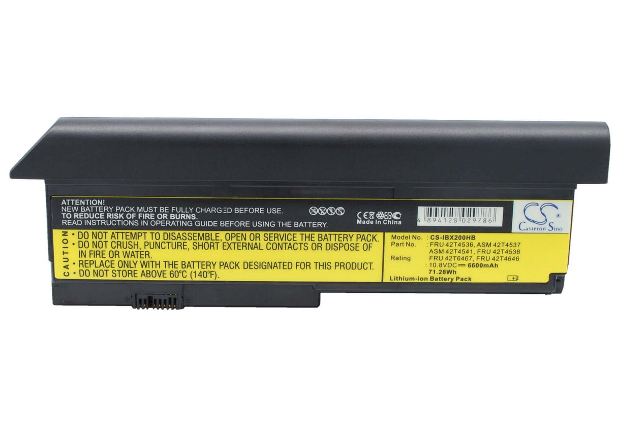Black Battery For Ibm Thinkpad X200, Thinkpad X200s, Thinkpad X200s 7465 10.8v, 6600mah - 71.28wh Notebook, Laptop Cameron Sino Technology Limited