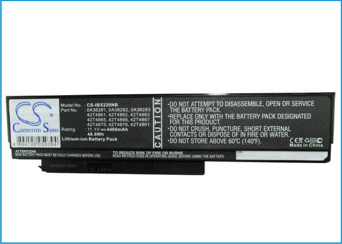 Black Battery For Ibm Thinkpad X220, Thinkpad X220i, Thinkpad X220s 11.1v, 4400mah - 48.84wh Notebook, Laptop Cameron Sino Technology Limited