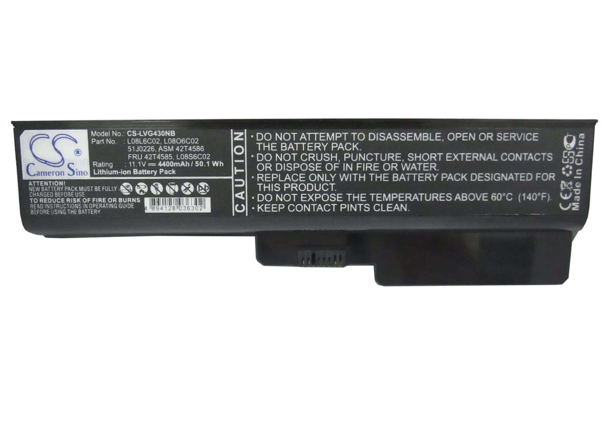 Black Battery For Lenovo 3000 G430 4152, 3000 G430 4153, 3000 G430 11.1v, 4400mah - 48.84wh Notebook, Laptop Cameron Sino Technology Limited