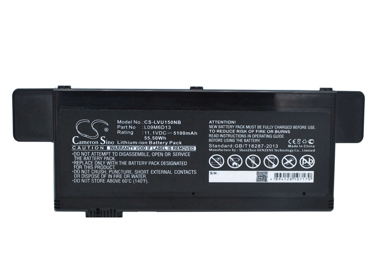 Batterie noire pour Lenovo Ideapad U150, Ideapad U150-6909, Ideapad U150-6909hfj 11.1v, 5100mah - 56.61wh Batteries pour l'électronique Cameron Sino Technology Limited (Suspendu)