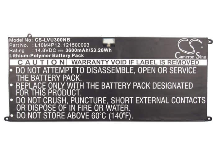 Black Battery For Lenovo Ideapad U300, Ideapad U300s, Ideapad Yoga 13 14.8v, 3600mah - 53.28wh Notebook, Laptop Cameron Sino Technology Limited