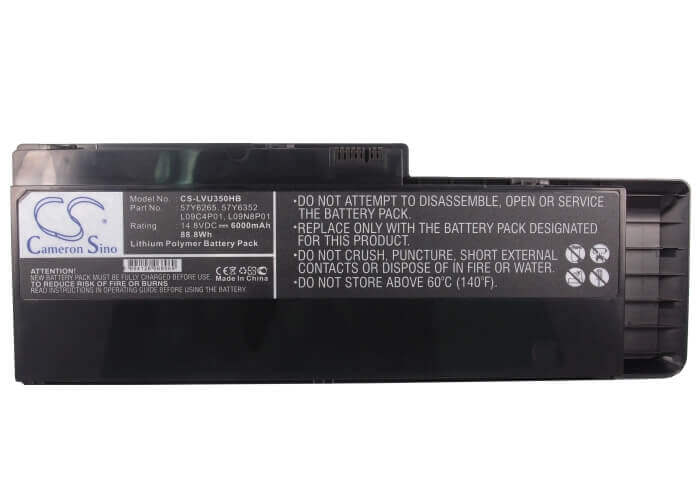 Batterie noire pour Lenovo Ideapad U350, Ideapad U350 20028, Ideapad U350 2963 14.8v, 6000mah - 88.80wh Batteries pour l'électronique Cameron Sino Technology Limited (Suspendu)