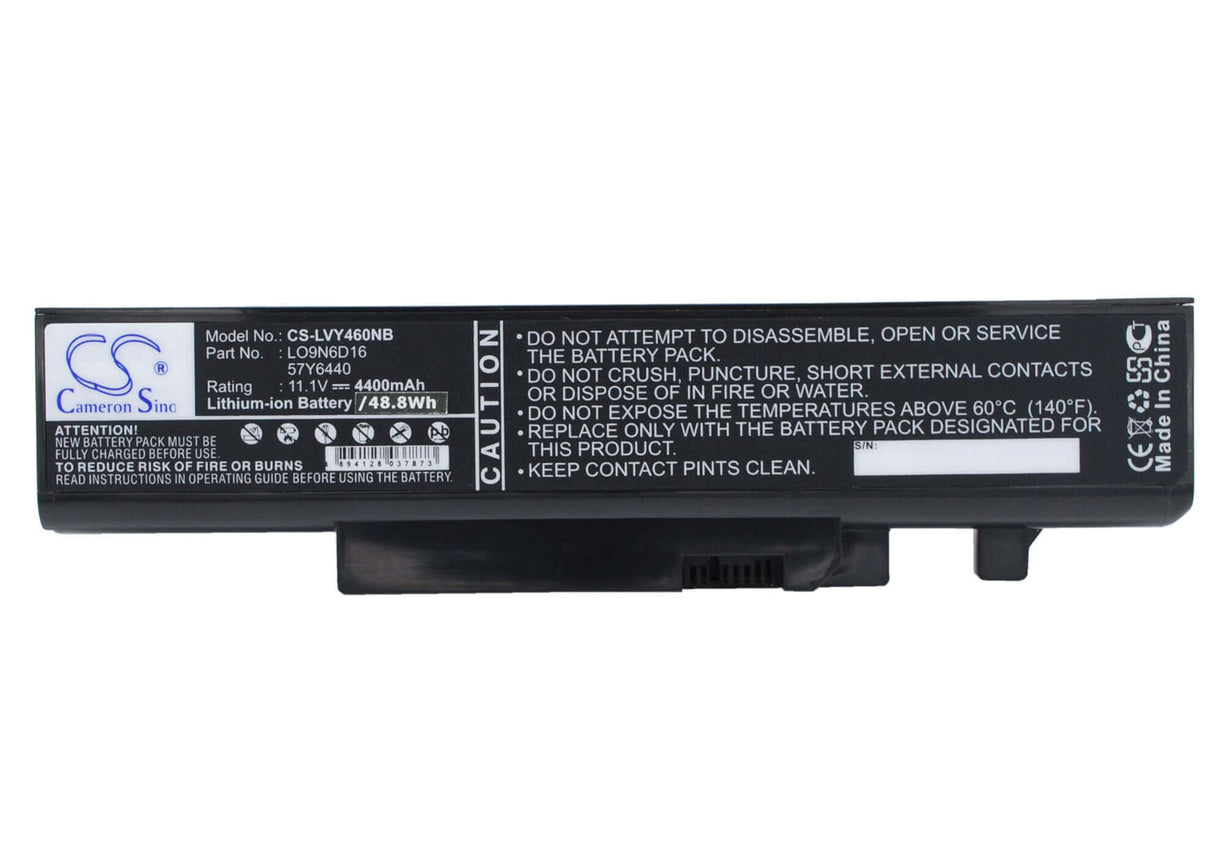 Black Battery For Lenovo Ideapad Y460, Ideapad Y560, Ideapad Y460a-ith 11.1v, 4400mah - 48.84wh Notebook, Laptop Cameron Sino Technology Limited