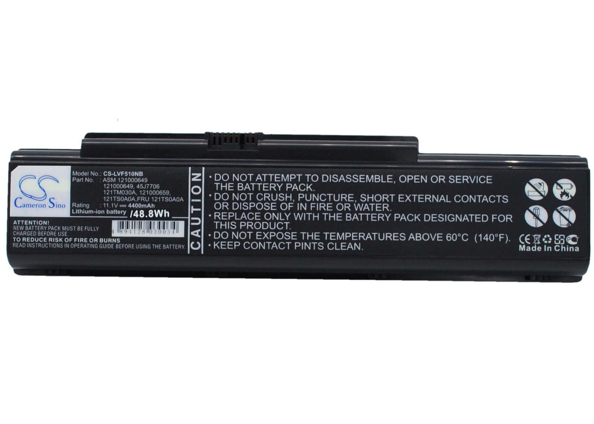 Black Battery For Lenovo Ideapad Y710, Ideapad Y730, Ideapad Y530 11.1v, 4400mah - 48.84wh Notebook, Laptop Cameron Sino Technology Limited
