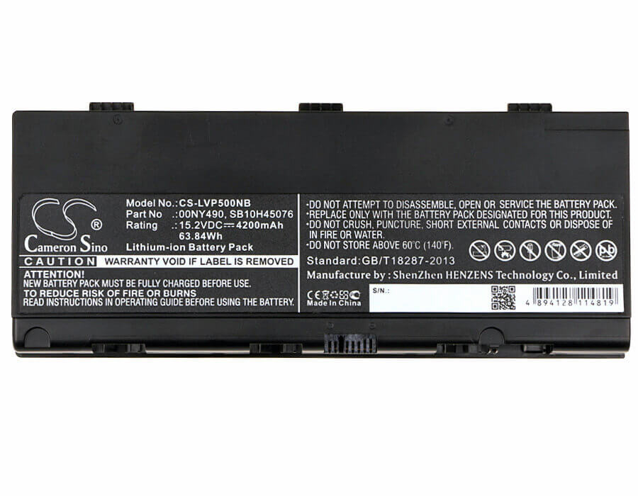 Black Battery For Lenovo Thinkpad P50, Thinkpad P50 Mobile Workstation, Thinkpad P50 Mobile Xeon Workstation 15.2v, 4200mah - 63 Notebook, Laptop Cameron Sino Technology Limited