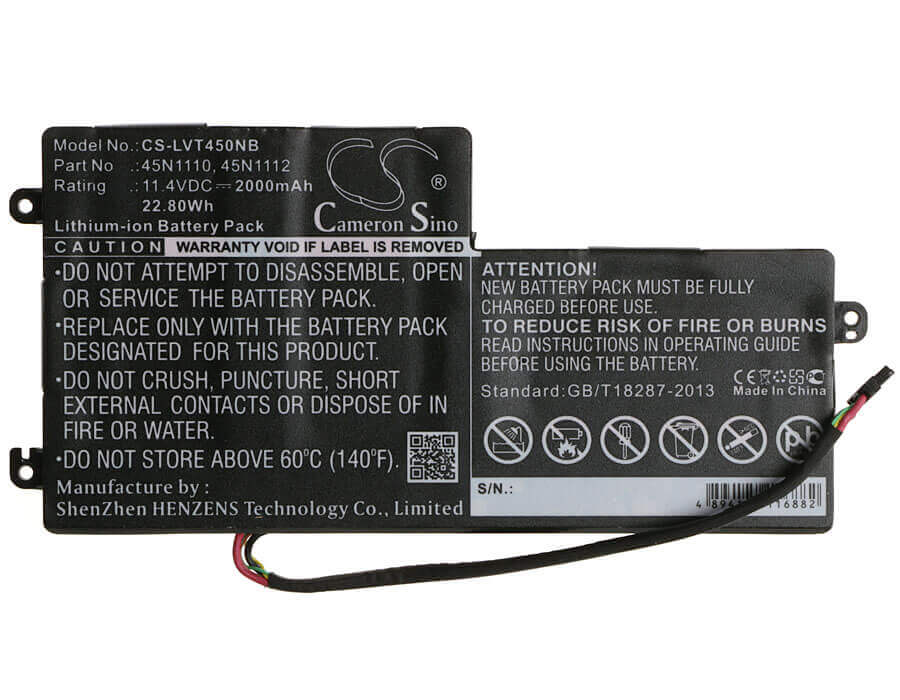 Black Battery For Lenovo Thinkpad T450, Thinkpad T440, Thinkpad K2450 11.4v, 2000mah - 22.80wh Notebook, Laptop Cameron Sino Technology Limited