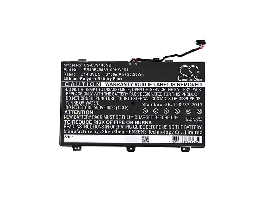 Black Battery For Lenovo Thinkpad Yoga 14, Thinkpad S3 Yoga 14.8v, 3750mah - 55.50wh Notebook, Laptop Cameron Sino Technology Limited